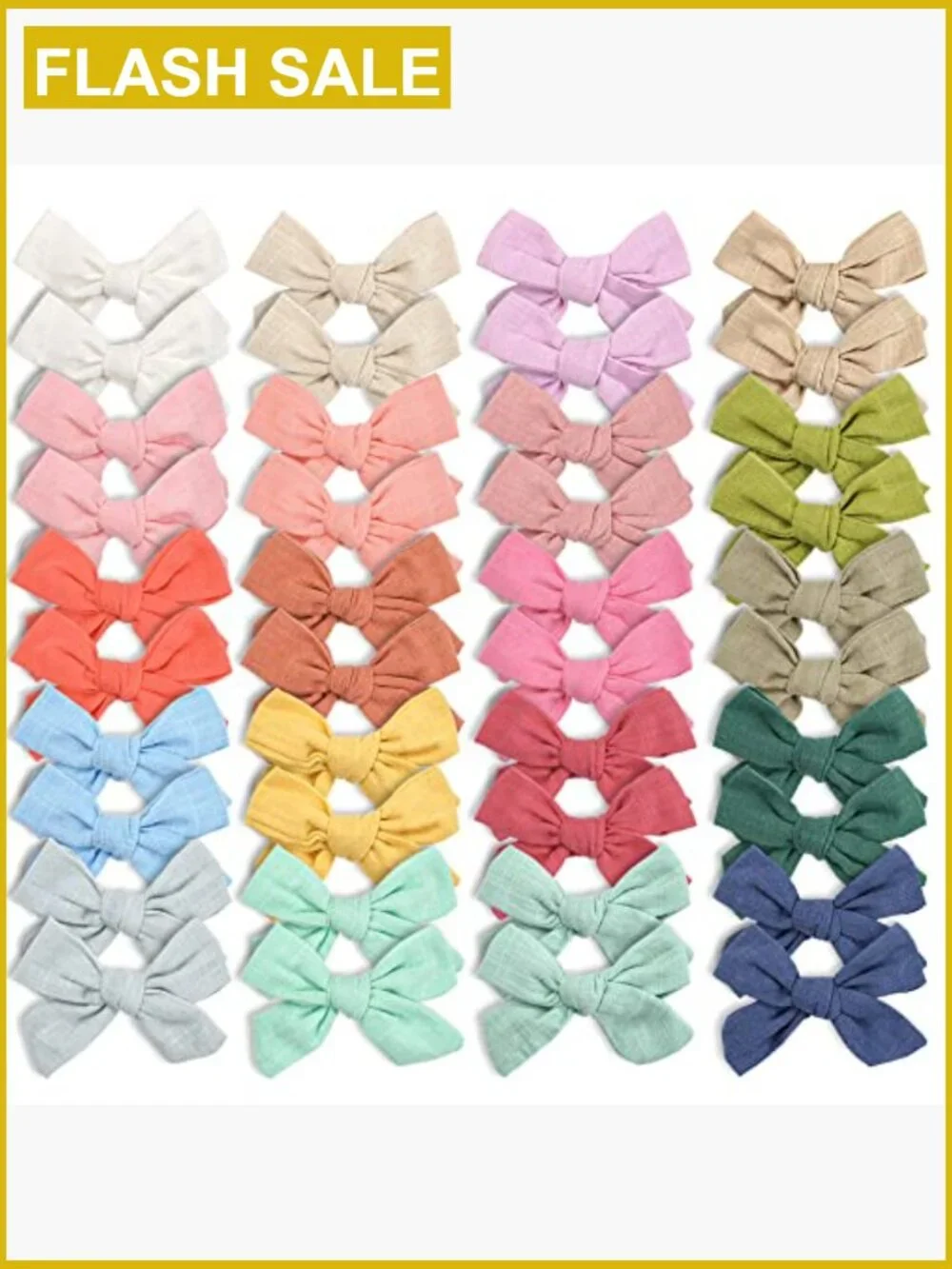 40 Piece Hair Bows Set Linen Fabric Alligator Clips for Toddlers